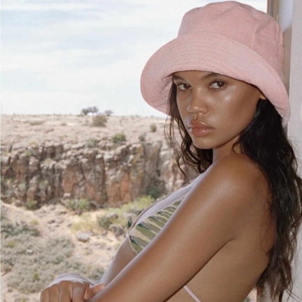 Lack of Color NWT Pastel Pink Terry Wave Bucket hat in size S-M.